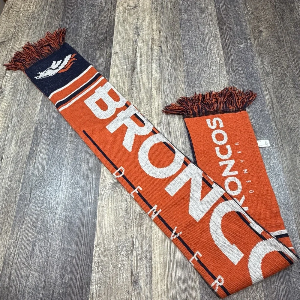 Denver Broncos FOCO Knit‎ Scarf Orange Reversible NFL Team Logo Fringe Winter